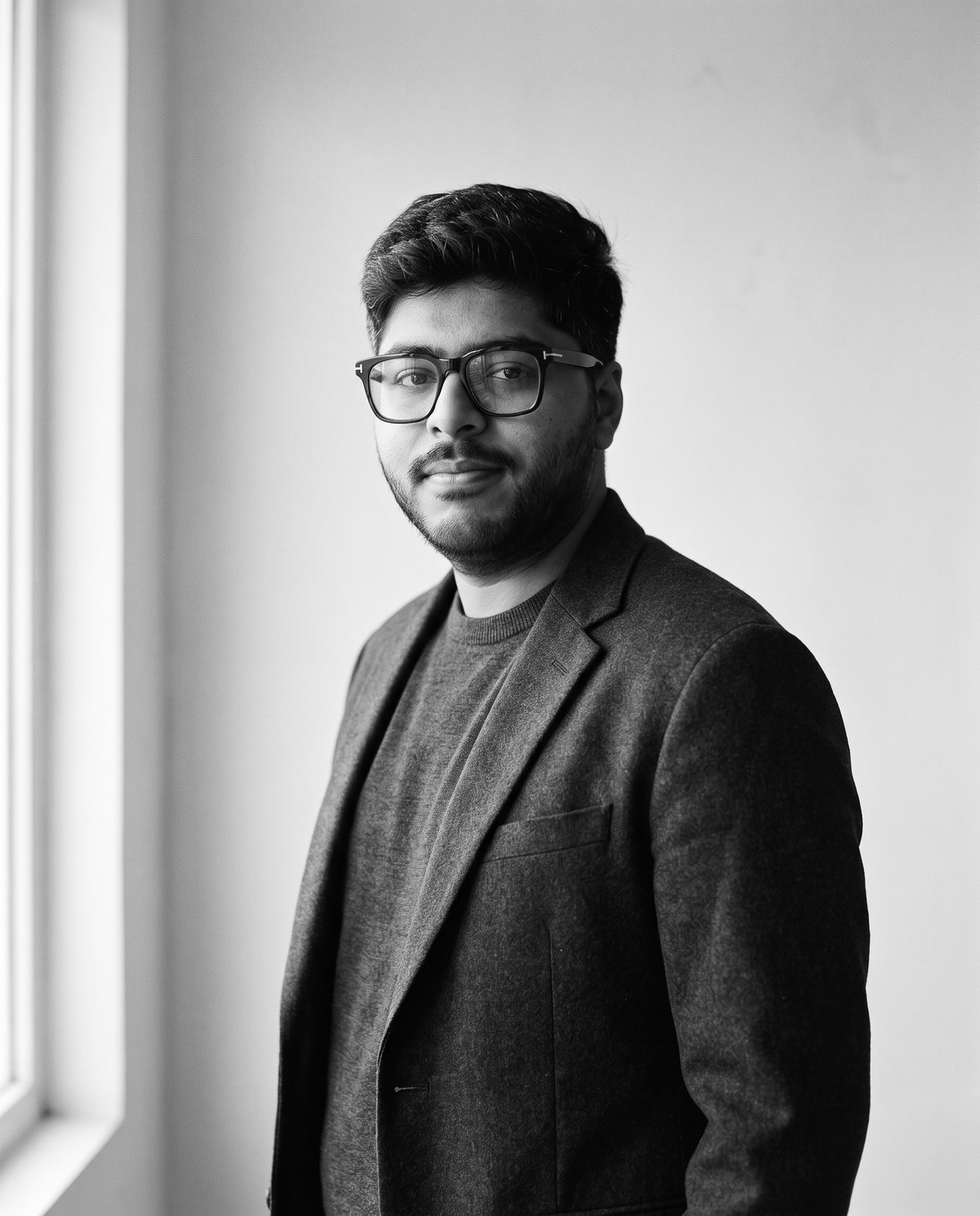 Umer Fayyaz, portrait, black and white photograph